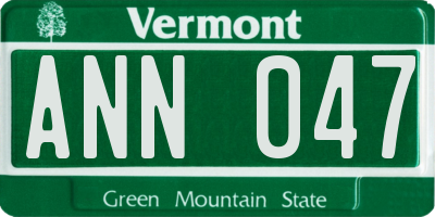 VT license plate ANN047