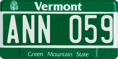 VT license plate ANN059