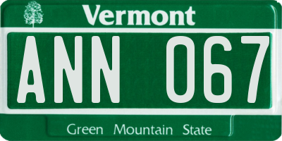 VT license plate ANN067
