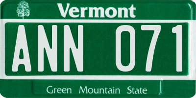VT license plate ANN071