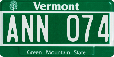 VT license plate ANN074
