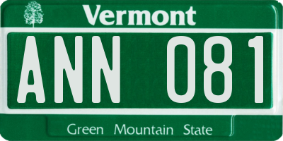 VT license plate ANN081