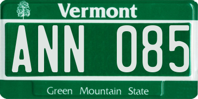 VT license plate ANN085