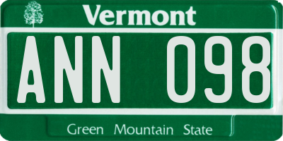 VT license plate ANN098