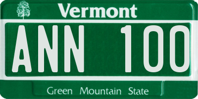 VT license plate ANN100