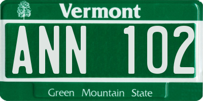 VT license plate ANN102