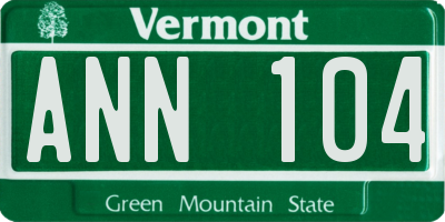 VT license plate ANN104