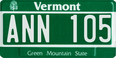 VT license plate ANN105