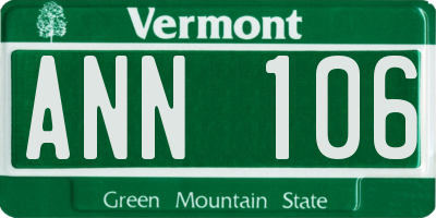 VT license plate ANN106