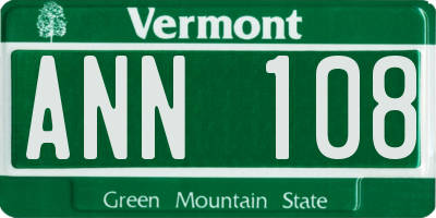 VT license plate ANN108
