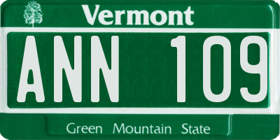 VT license plate ANN109