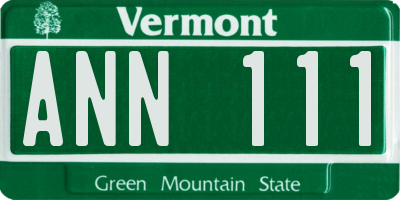 VT license plate ANN111