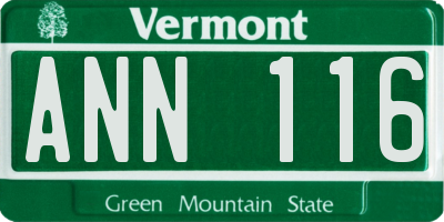 VT license plate ANN116