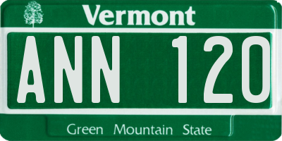VT license plate ANN120