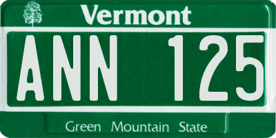 VT license plate ANN125