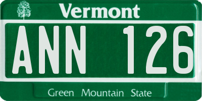VT license plate ANN126
