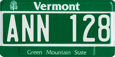 VT license plate ANN128