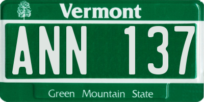 VT license plate ANN137