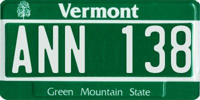 VT license plate ANN138