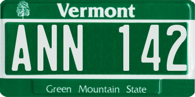 VT license plate ANN142