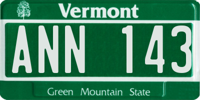 VT license plate ANN143