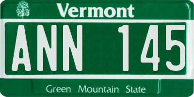 VT license plate ANN145