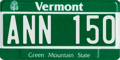 VT license plate ANN150