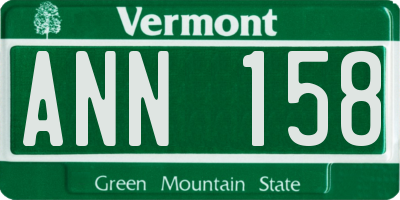 VT license plate ANN158