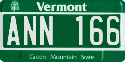 VT license plate ANN166