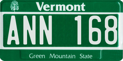 VT license plate ANN168