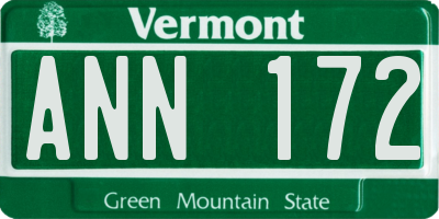 VT license plate ANN172