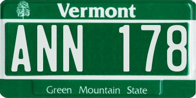 VT license plate ANN178