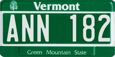 VT license plate ANN182