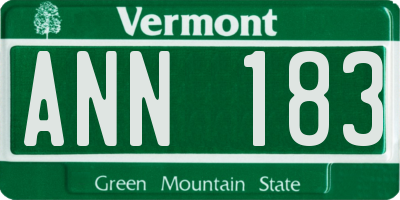 VT license plate ANN183
