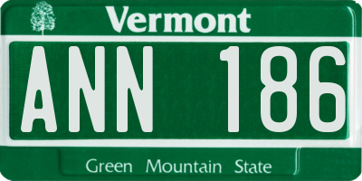 VT license plate ANN186