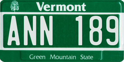 VT license plate ANN189