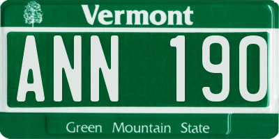 VT license plate ANN190