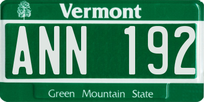 VT license plate ANN192