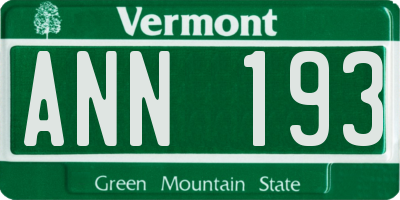 VT license plate ANN193
