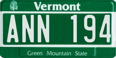 VT license plate ANN194