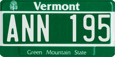 VT license plate ANN195