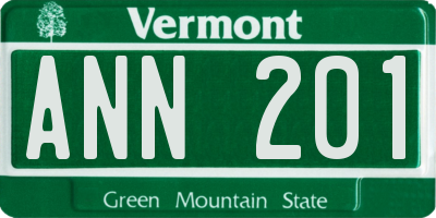 VT license plate ANN201