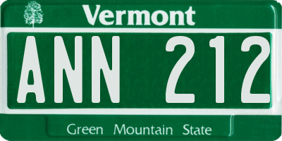 VT license plate ANN212