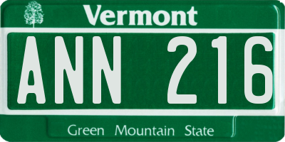 VT license plate ANN216