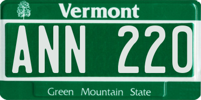 VT license plate ANN220