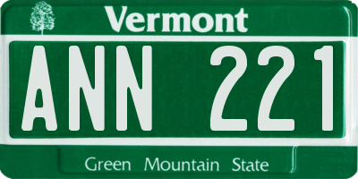 VT license plate ANN221