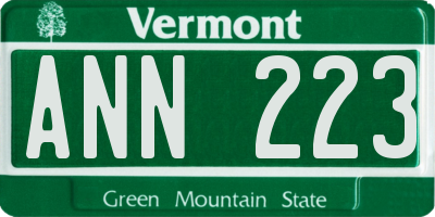 VT license plate ANN223
