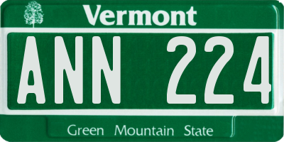 VT license plate ANN224