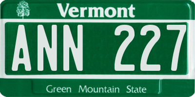 VT license plate ANN227