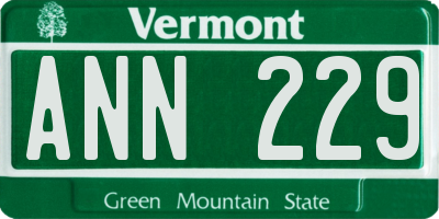 VT license plate ANN229